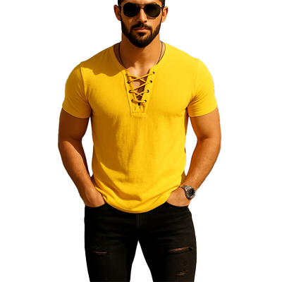 Kurt | Men'S Summer Fashion Lace-Up Thin Linen Short-Sleeved Shirt