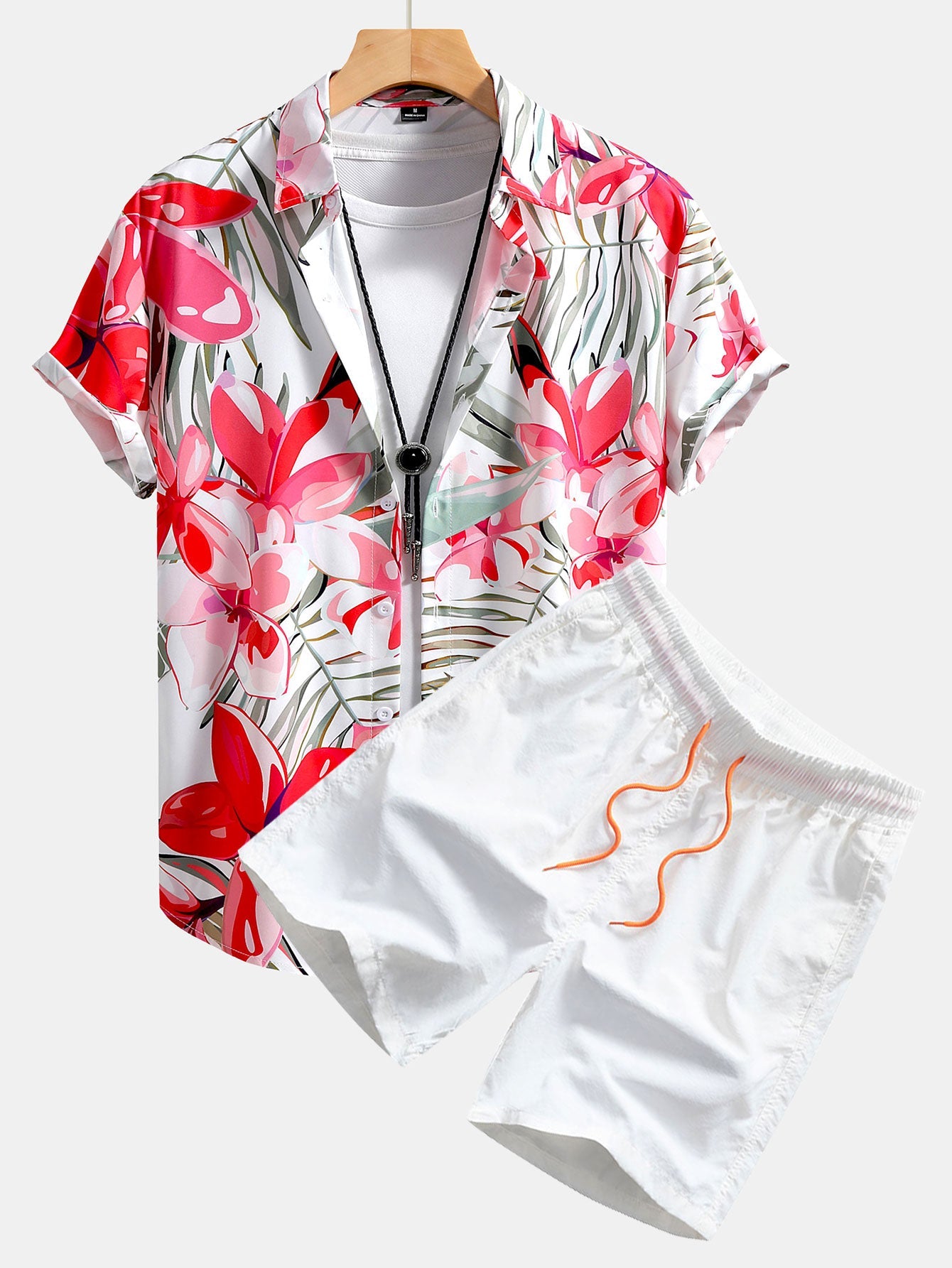 Christian® | Flower Plants Print Button Up Shirt & Swim Shorts