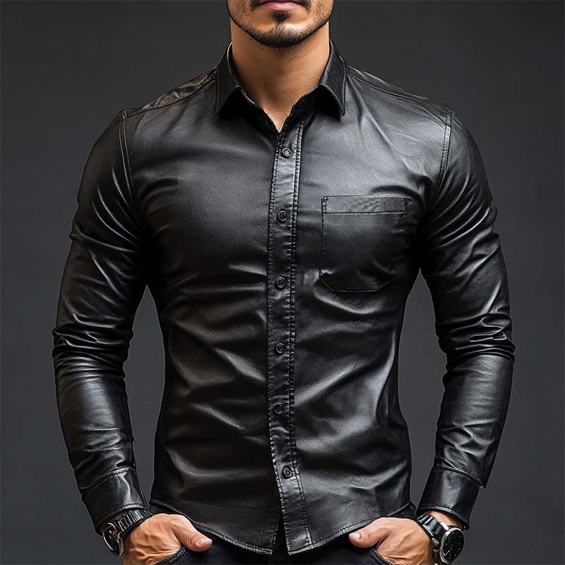 Men's Classic Casal SliFit Leather Long Sleeve Shirt