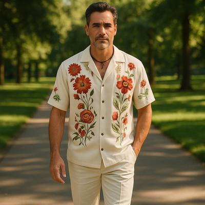 Sean | Men'S Summer Casual Linen Printed Short Sleeve Shirt