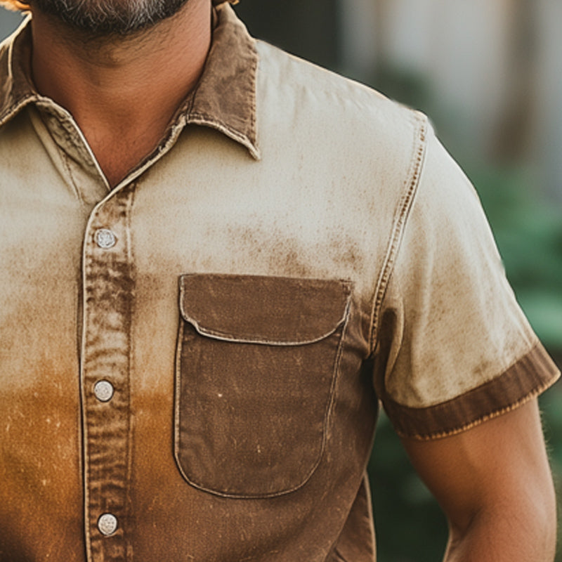 Mitchell | Men'S Summer Fashion Gradient Print Short Sleeve Shirt