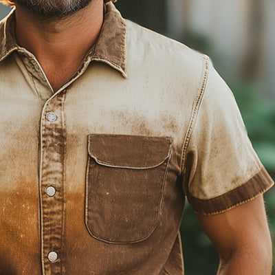 Mitchell | Men'S Summer Fashion Gradient Print Short Sleeve Shirt