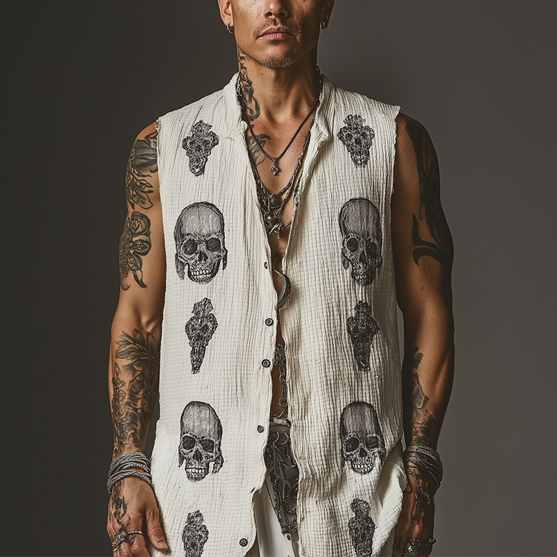 Troy | Men'S Summer Fashion Printed Waffle Tank Top