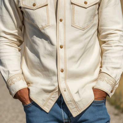 Toby | Men'S Spring And Summer Fashion Casual Cotton Blended Cuff Embroidered Long Sleeve Shirt
