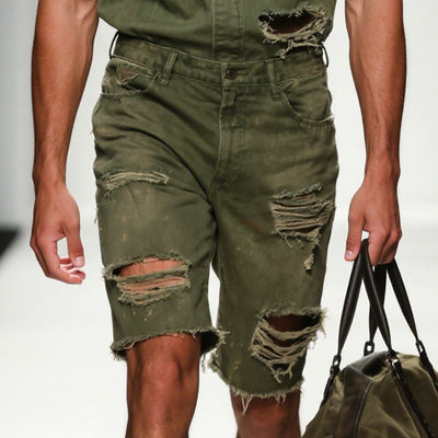 Joe | Men'S Retro Casual Cotton Washed Distressed Shorts