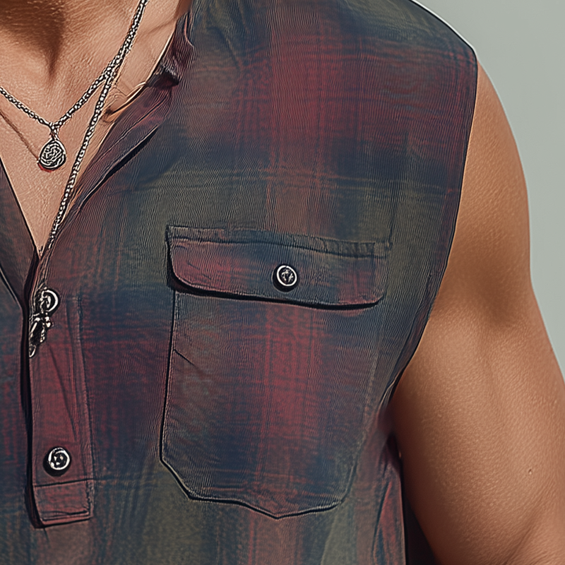 Jason | Men'S Summer Fashion Contrast Print Cotton Blend Sleeveless Shirt