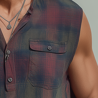 Jason | Men'S Summer Fashion Contrast Print Cotton Blend Sleeveless Shirt