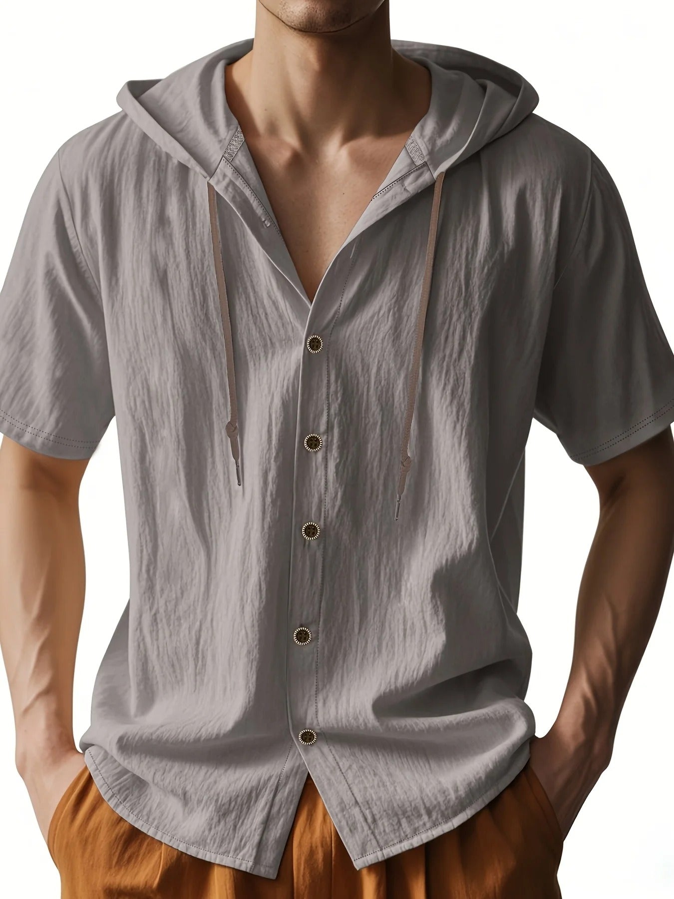 Penn | Lightweight linen shirt with short sleeves and hood
