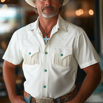 Gabe | Men'S Summer Western Cowboy Style Tassel Short Sleeve Shirt