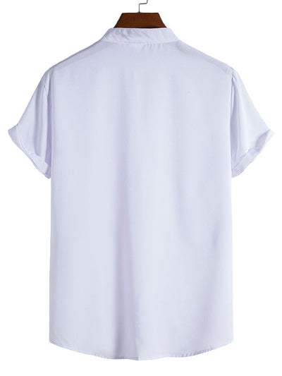 Camilo® | Palm Tree Print Stand Collar Shirt