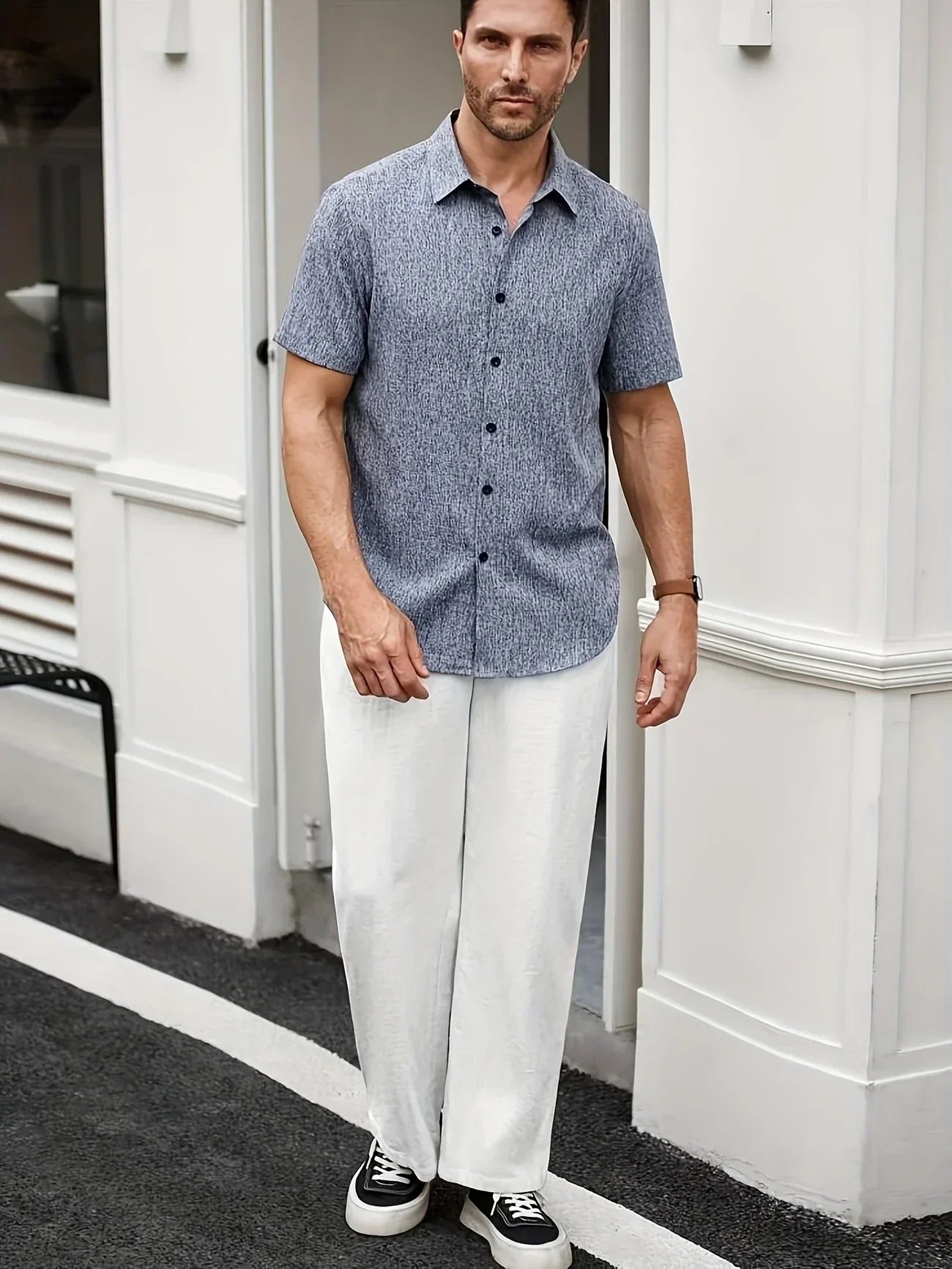 Pax | Lightweight short-sleeved linen blend shirt