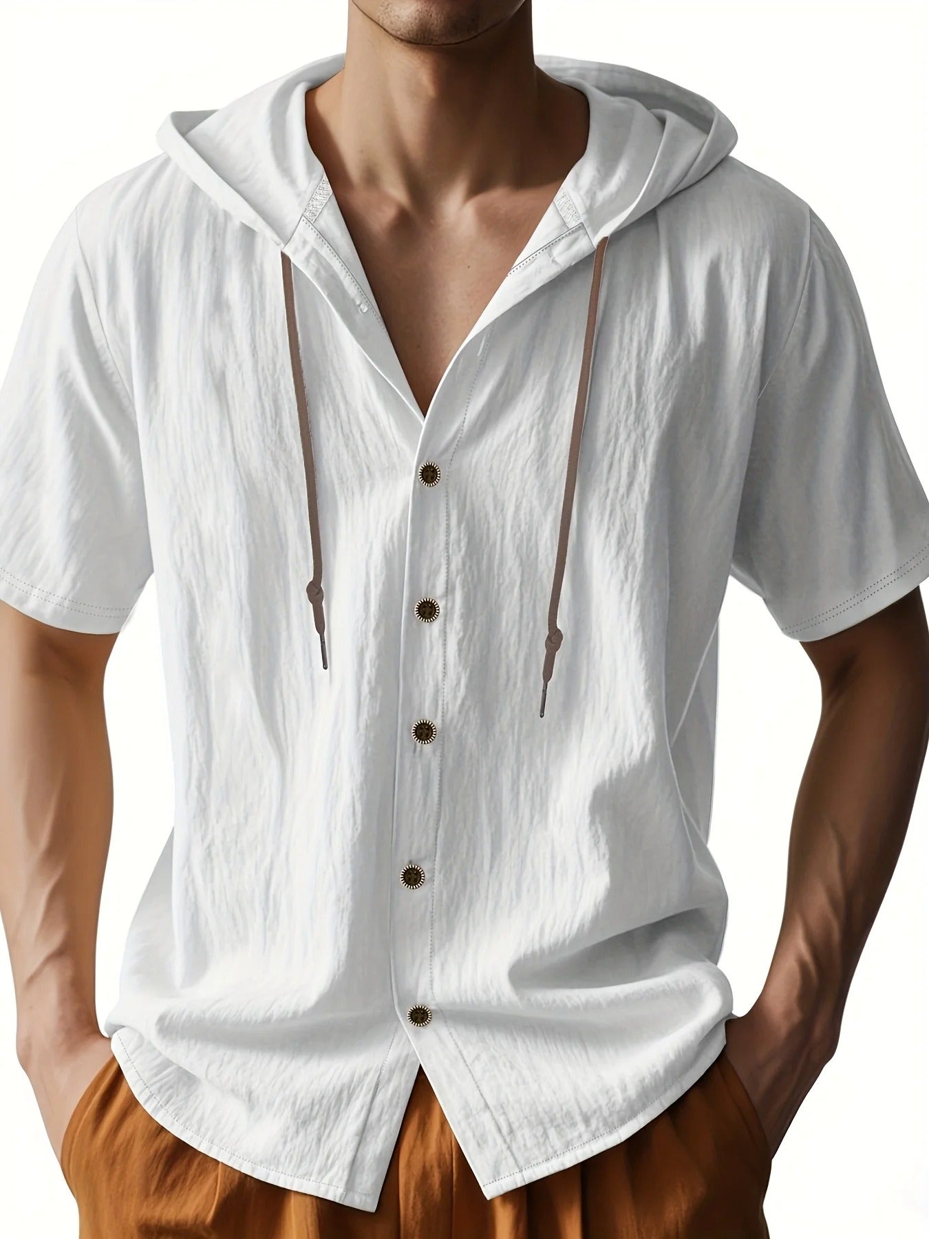 Penn | Lightweight linen shirt with short sleeves and hood