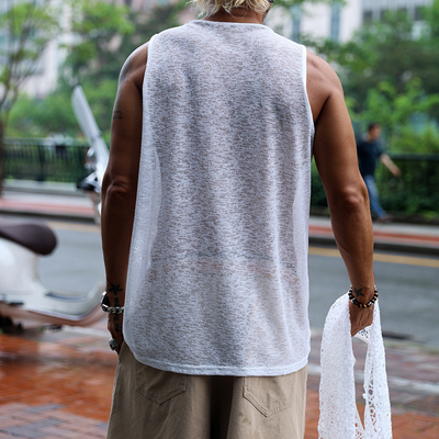 Donald | Men'S Solid Color Lace Sleeveless Two Piece Tank Top (Including Two Pieces)