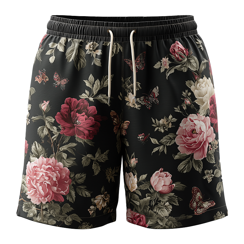 Willie | Men'S Summer Fashion Flower Print Polyester Blend Casual Shorts