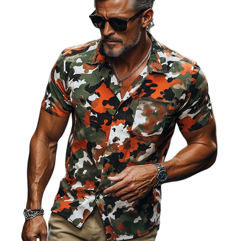 Raymond | Men'S Summer Fashion Camouflage Short Sleeve Shirt
