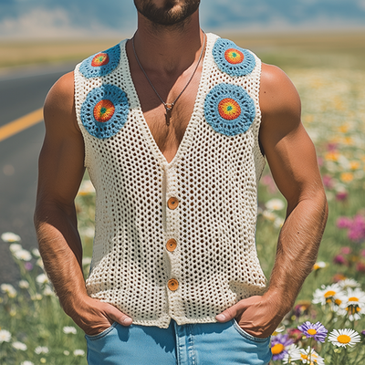 Lonnie | Men'S Summer Fashion Casual Hollow Crochet Flower Knitted Vest