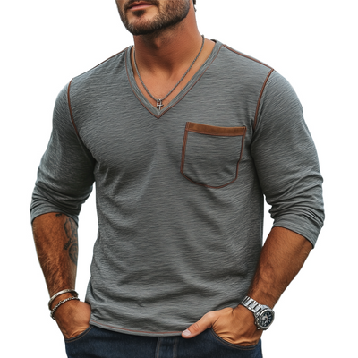 Perry | Men'S Spring And Autumn V-Neck Cotton Long Sleeve T-Shirt