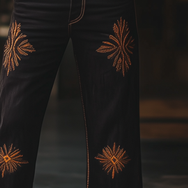 Noah | Men'S Western Cowboy Style Vintage Embroidered Straight Pants