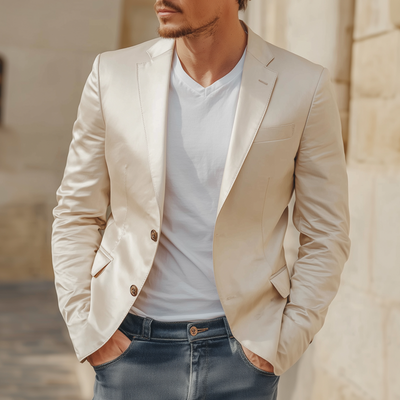 Marco | Men'S Casual Elegant Solid Color Satin Notch Lapel Single Breasted Slim Fit Blazer