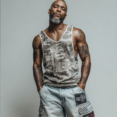 Uriah | Men'S Casual Camouflage Print V-Neck Tank Tops