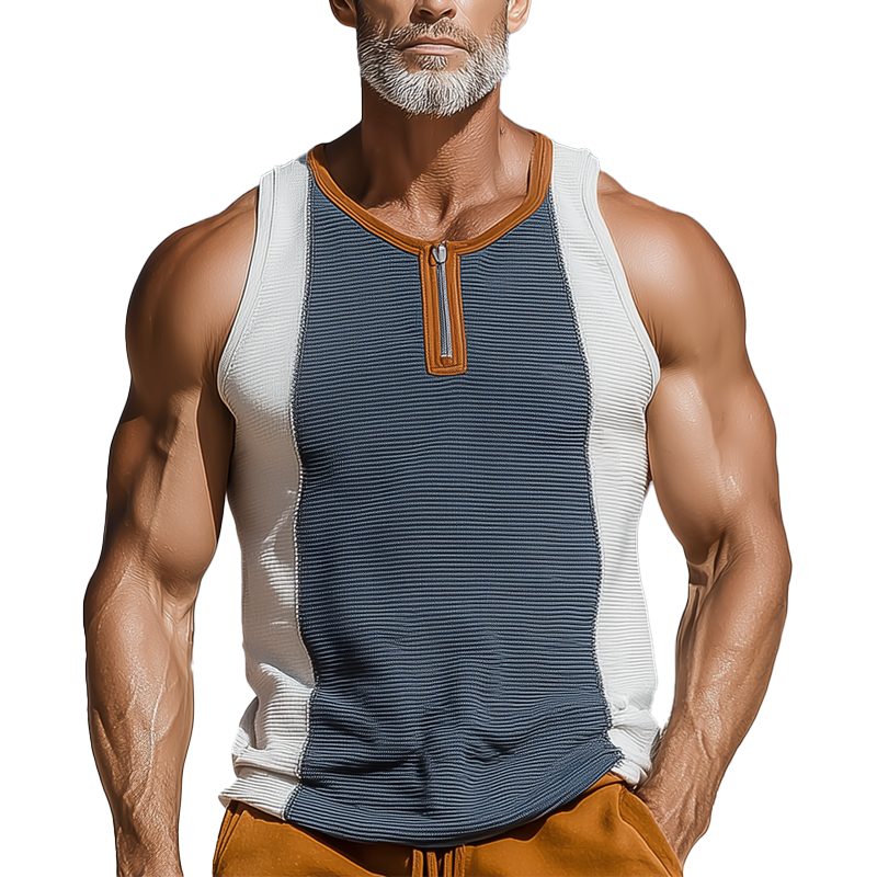 John | Men'S Summer Fashion Contrast Color Stitching Sleeveless Tank Top