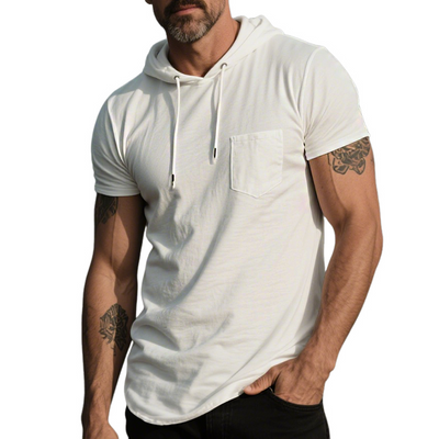 Edward | Men'S Retro Casual Cotton Hooded Short Sleeve T-Shirt