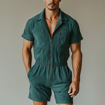 Joel | Men'S Vintage Faux Suede Zip-Up Jumpsuit