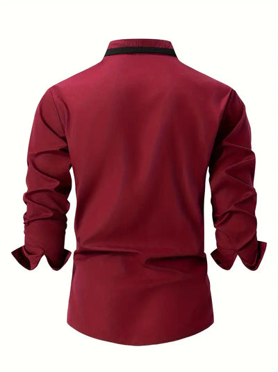 David® | Color Block Long Sleeve Shirt For Men