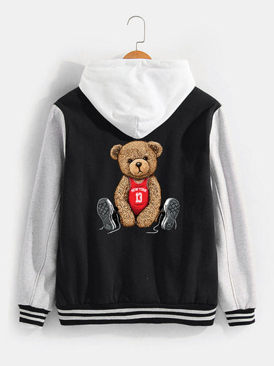 Jorge | New York Bear Print Baseball Jacket