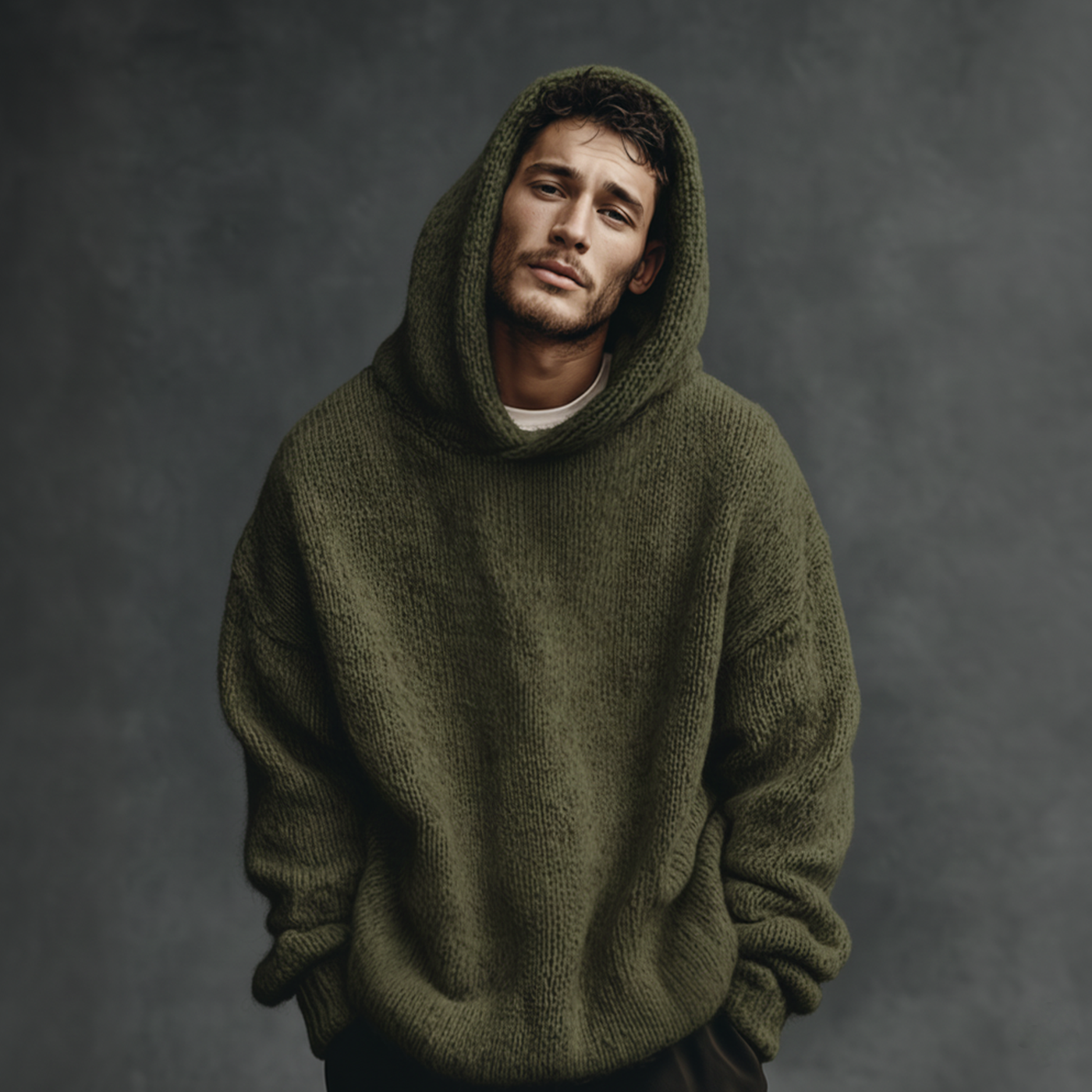 Men's Classic Casal Hooded Loose Sweater