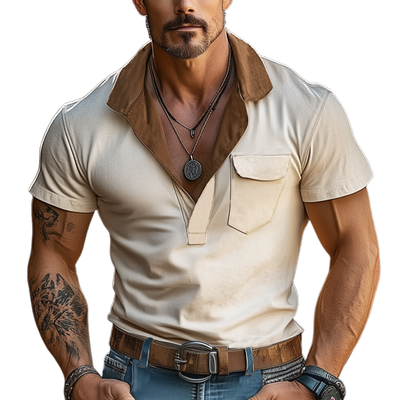 Maurice | Men'S Western Style Classic Colorblock V-Neck T-Shirt