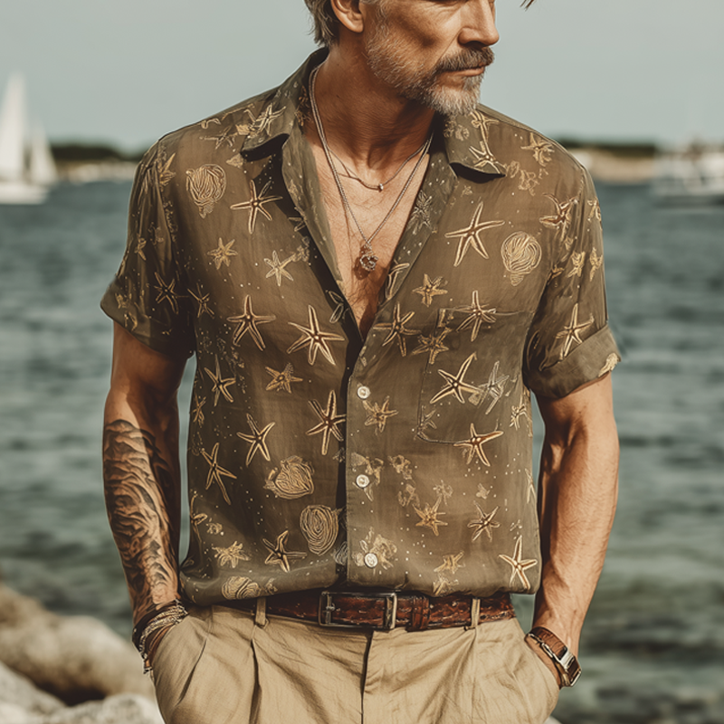 Philip | Men'S Summer Beach Print Short Sleeve Shirt