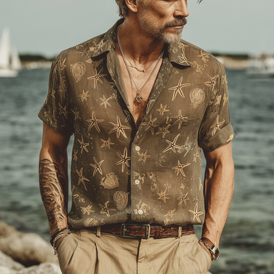 Philip | Men'S Summer Beach Print Short Sleeve Shirt