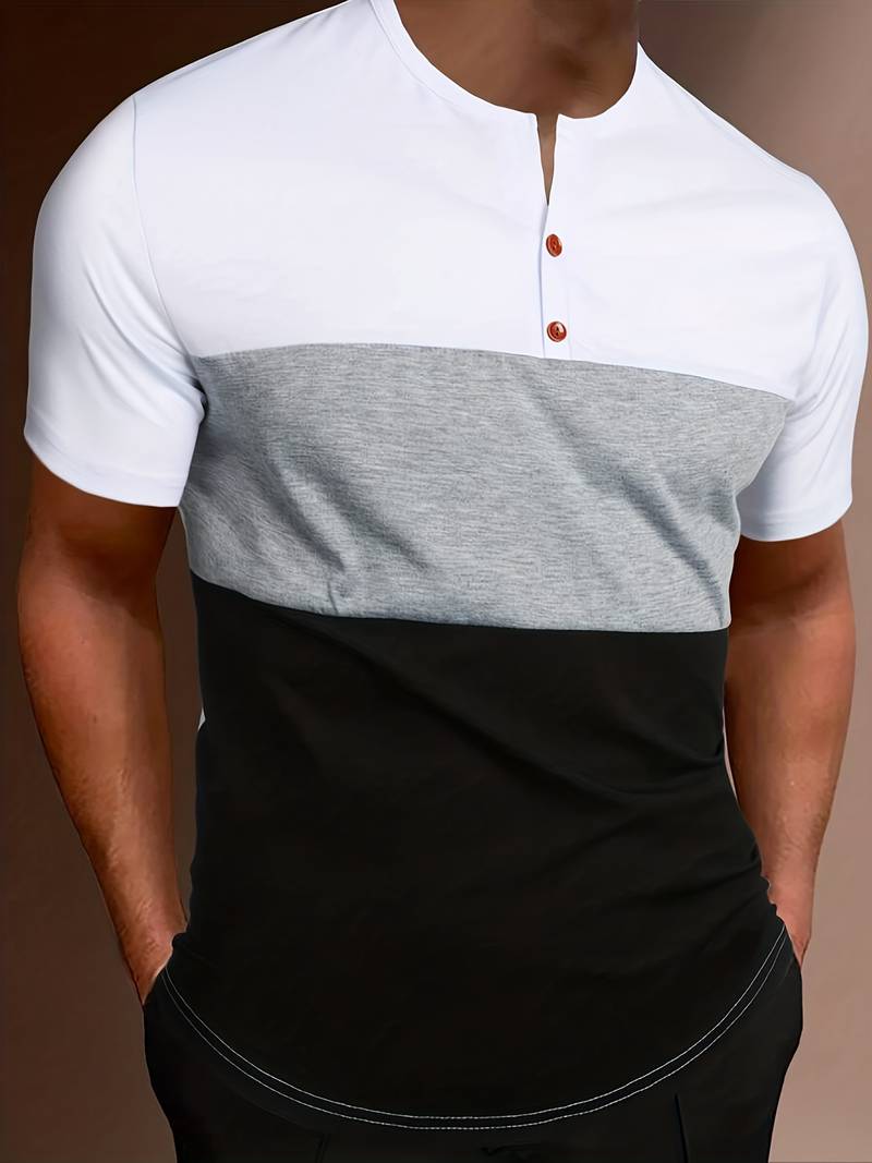 Lucia® | T-Shirt With Different Color Blocks For Men