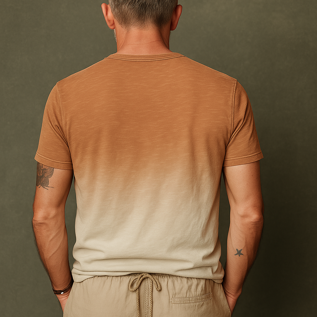 Noah | Men'S Summer Fashion Distressed Printed Polyester Blended Short Sleeve Henley Shirt