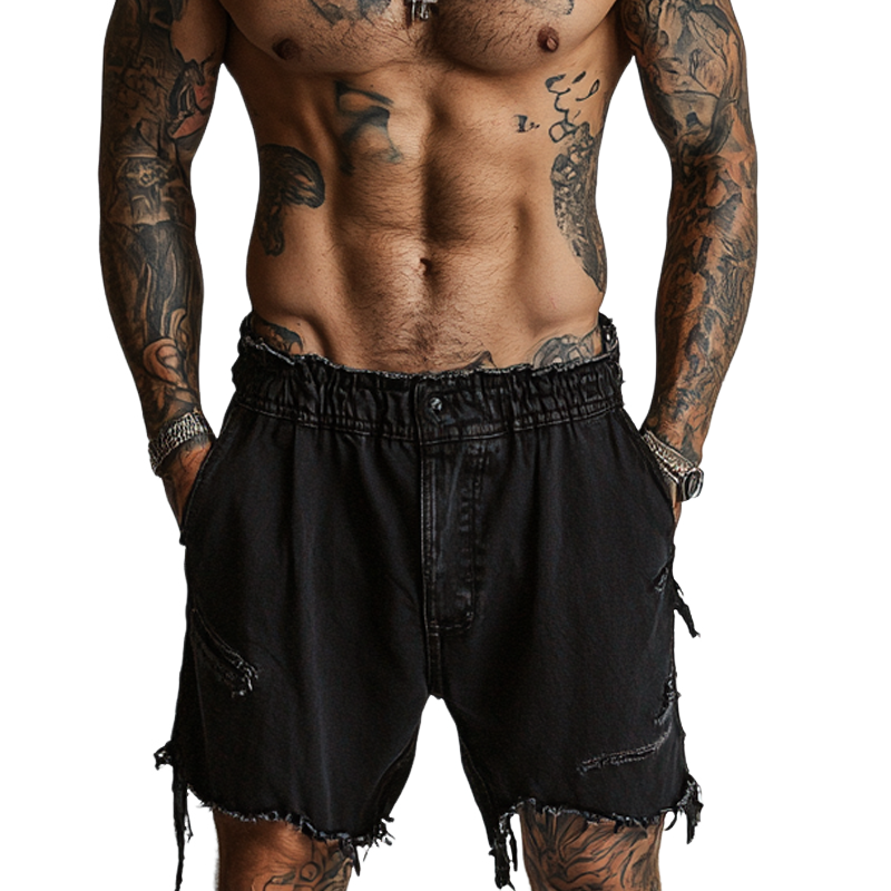 Edwin | Men'S Solid Color Ripped Denim Shorts