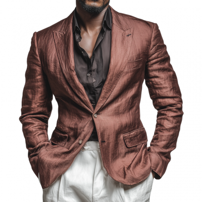 Arthur | Men'S Casual Solid Color Tencel Blended Peak Lapel Single Breasted Slim Fit Blazer