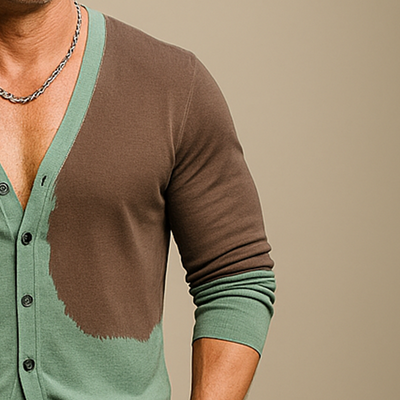 Bernard | Men'S Retro Contrast Knitted Long Sleeve Thin Cardigan