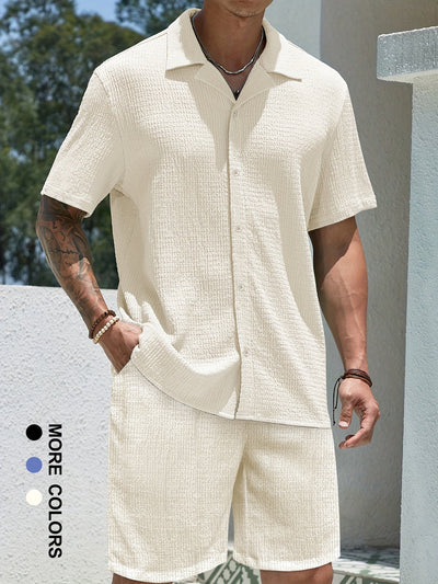 Cassian | Textured Short and Shirt Set – Summer Casual
