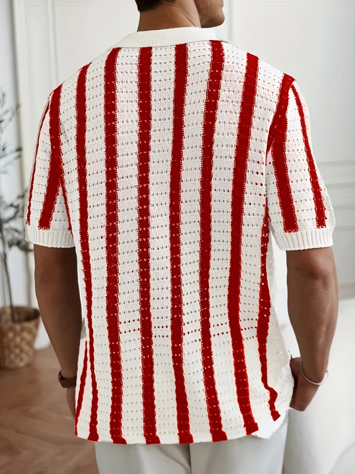 Wilfrido | Knit Striped Polo Shirt – Lightweight Hollow Style