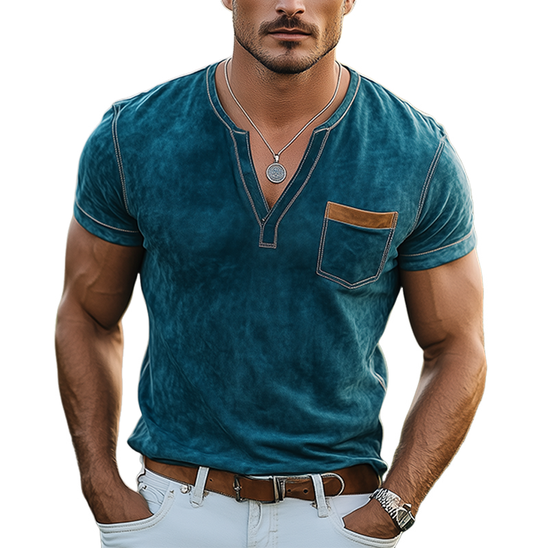 Federico | Men'S Spring And Summer Casual Thin Suede V-Neck Slim Short-Sleeved T-Shirt