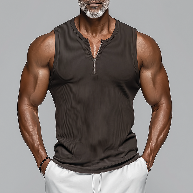 Raul | Men'S Summer Fashion Striped Textured Cotton Blend Sleeveless Tank Top