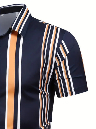 Lori® | Striped Short Sleeve Button For Men