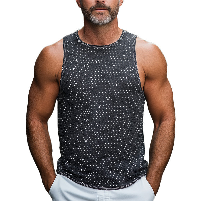 Monty | Men'S Summer Fashion Polka Dot Printed Cotton Tank Top