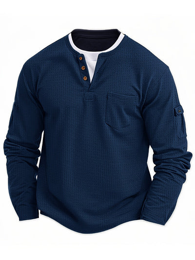 Isiah | Long-sleeved polo shirt with buttons and pocket