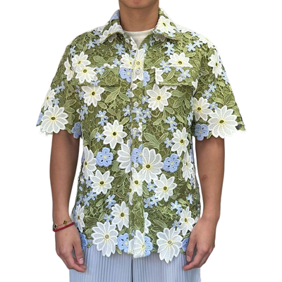 Marvin | Men'S Summer Fashion Embroidered Floral Hollow Sleeve Shirt