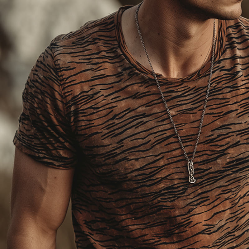 Brandon | Men'S Retro Casual Tiger Print Round Neck Short Sleeve T-Shirt