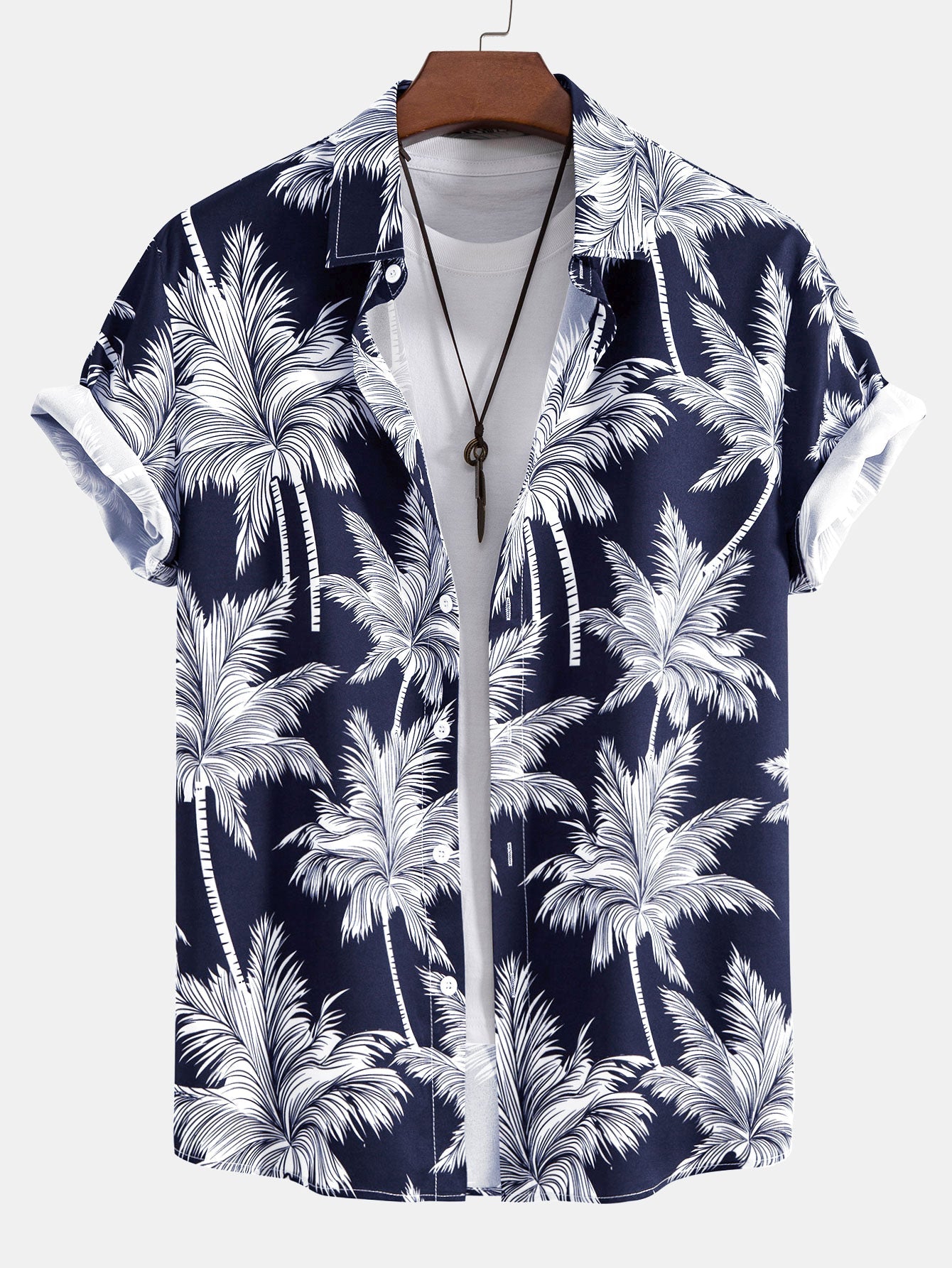 Brian® | Palm Tree Print Button Up Shirt & Swim Short