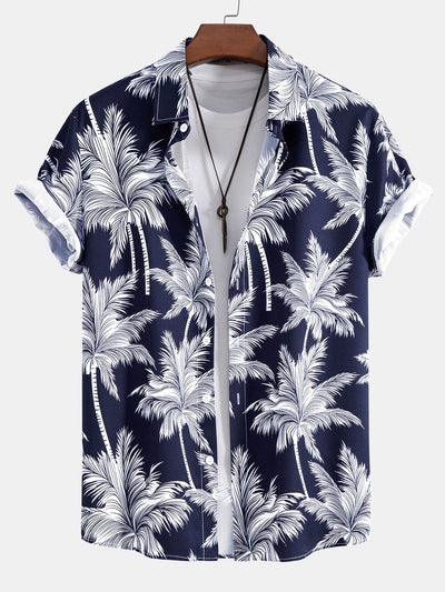 Brian® | Palm Tree Print Button Up Shirt & Swim Short