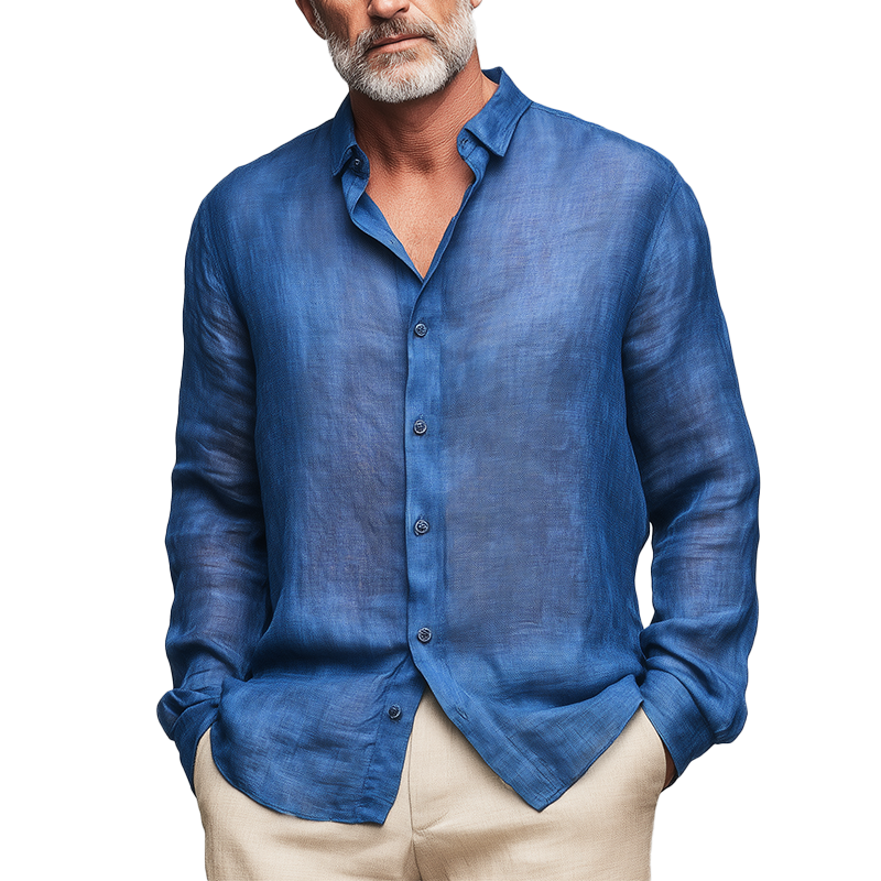 Perry | Men'S Summer Fashion Slub Linen Long Sleeve Shirt